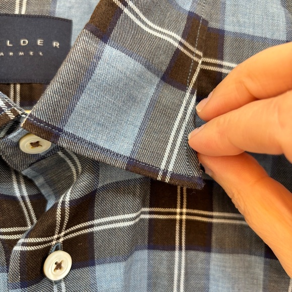 Calder Carmel Men's Cotton Blue and Black Plaid Button-Down Shirt Size XL - Picture 6 of 11